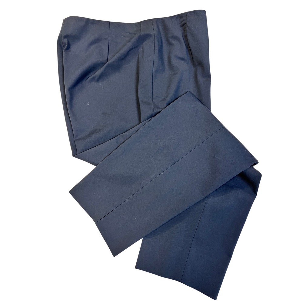 Lafayette 148 Chrystie Dress Pants Womens 10 Navy Blue Excellent Straight Leg